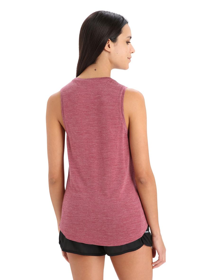 Cherry Heather Women's Icebreaker Merino Sphere II Tank T Shirts | USA 1571TCEV